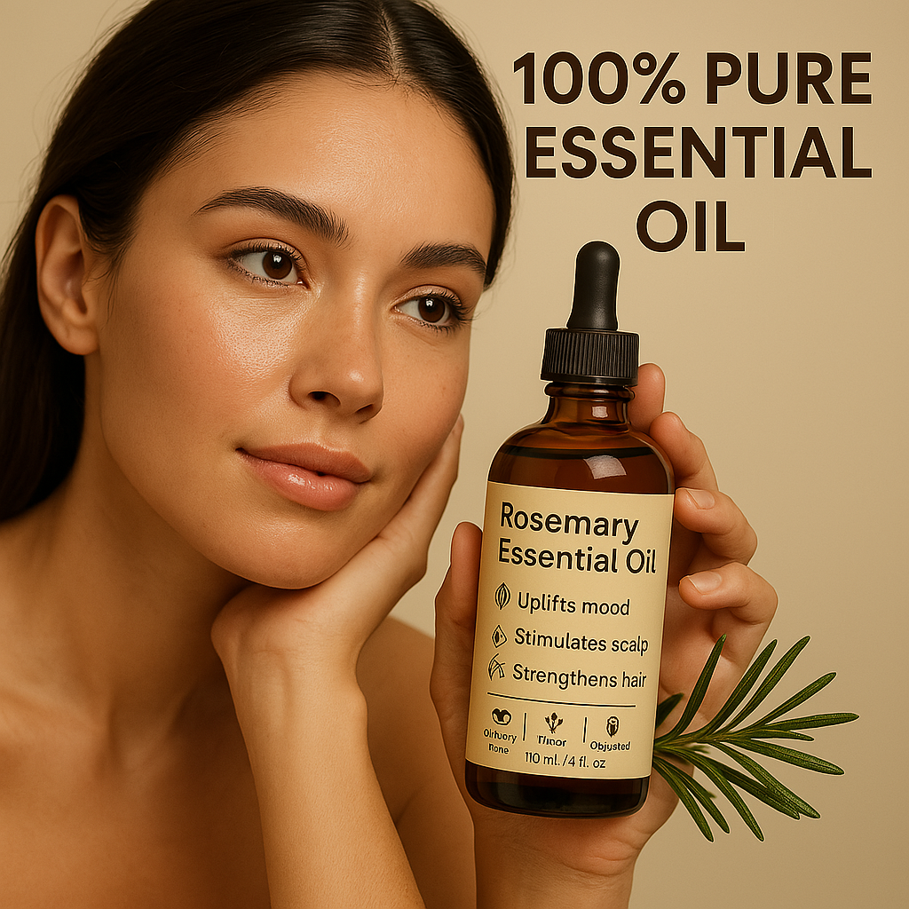 Pure Rosemary Essential Oil ā 100% Natural for Hair, Skin & Aromatherapy (4 fl oz)