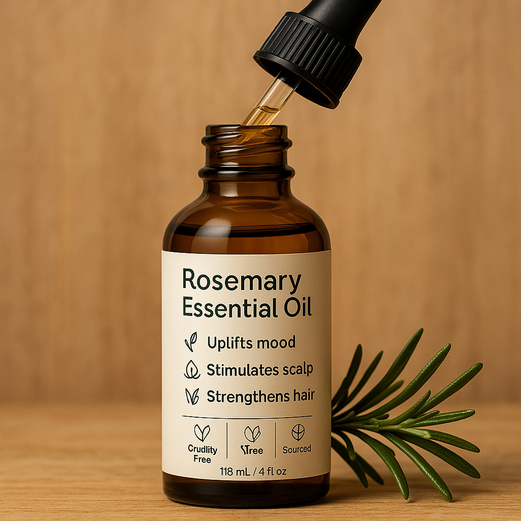 Pure Rosemary Essential Oil – 100% Natural for Hair, Skin & Aromatherapy (4 fl oz)
